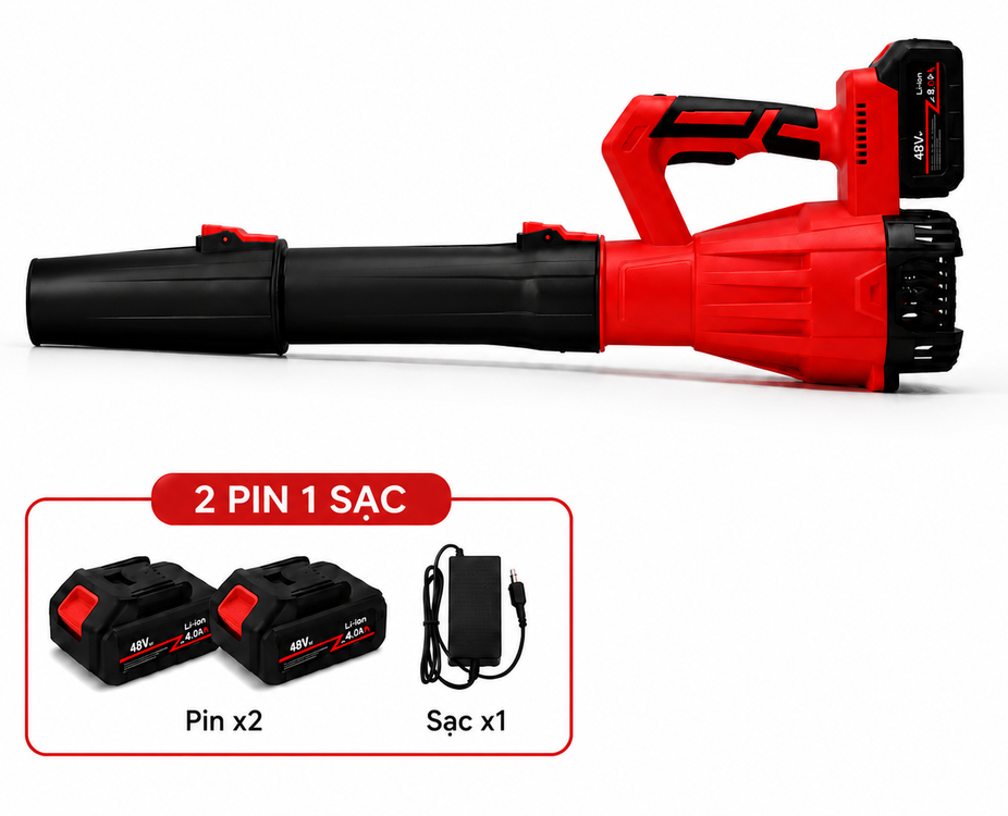 Máy Thổi Phản Lực Chạy Pin Cầm Tay THM, Máy Thổi Kèm 2 Pin